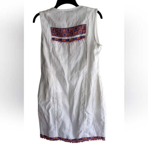 Harris Cotton White Linen Dress Pockets - Picture 2 of 3